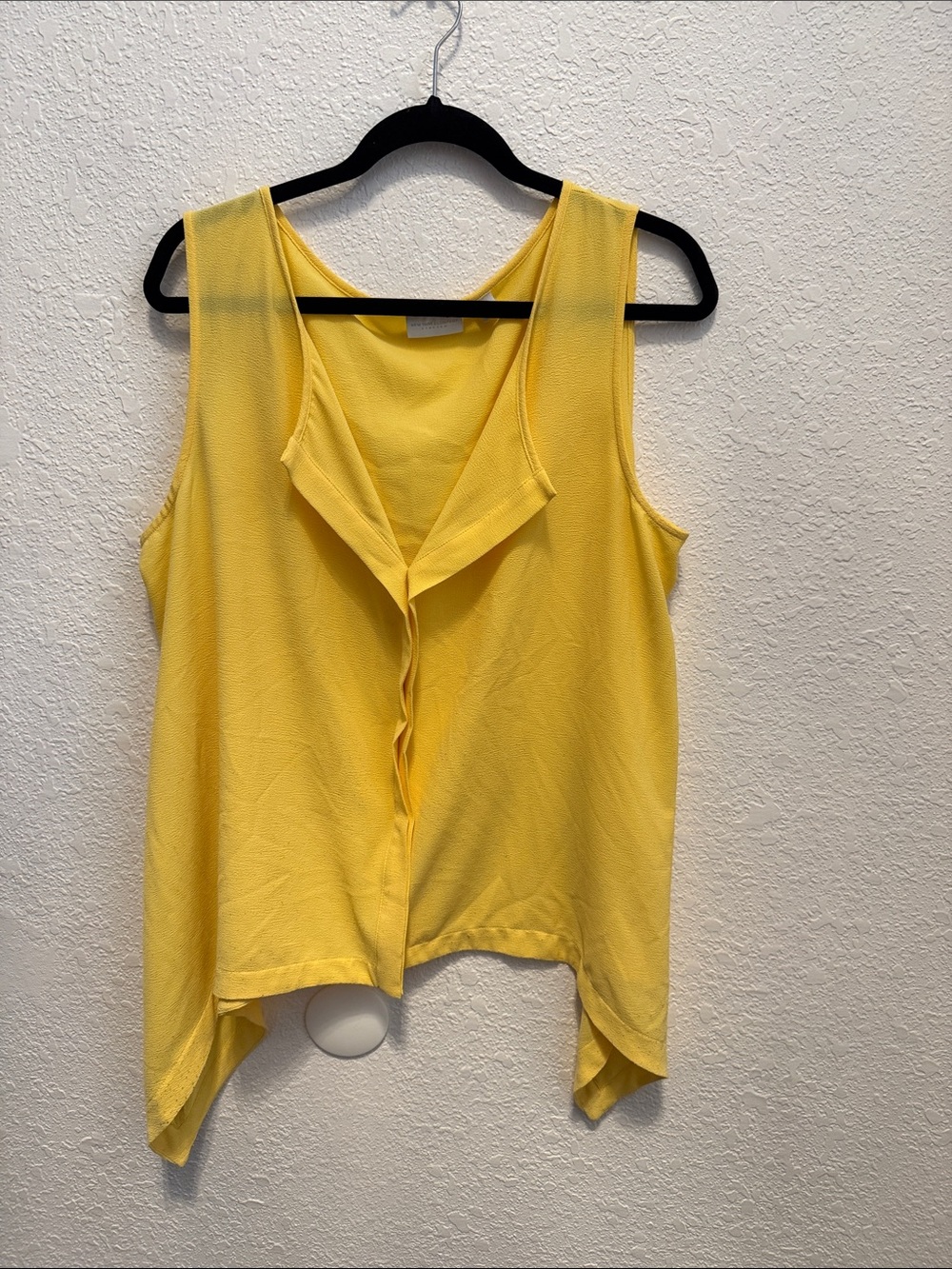 New York & Company Yellow Sleeveless Draped Front Tank
